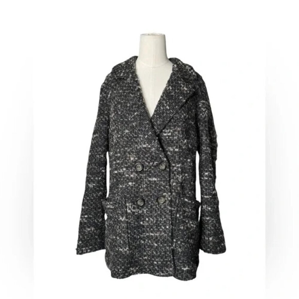 J.Jill Women Wool Alpaca Double Breasted Coat Jacket Gray Lined Button Up - XS - Picture 2 of 7
